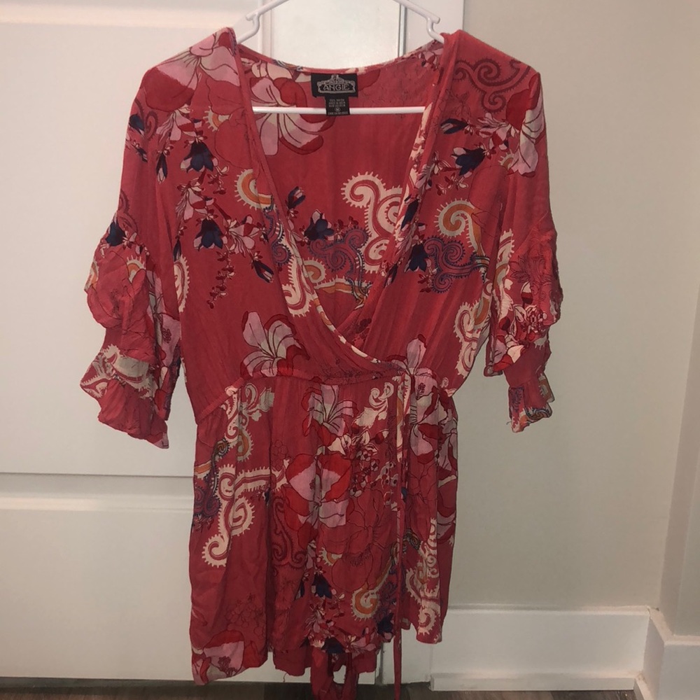 Pink floral romper
